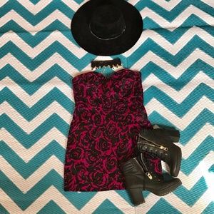 Pink and black rose party dress